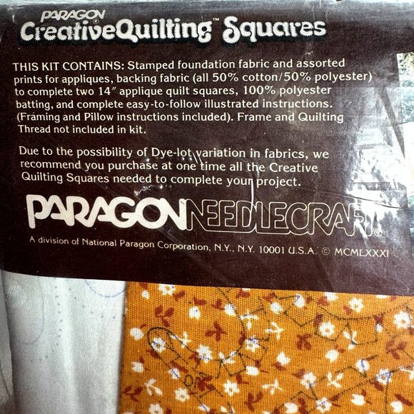 Creative Quilting Squares Kit makes 2 14” blocks Includes Fabric and Batting - Picture 9 of 13